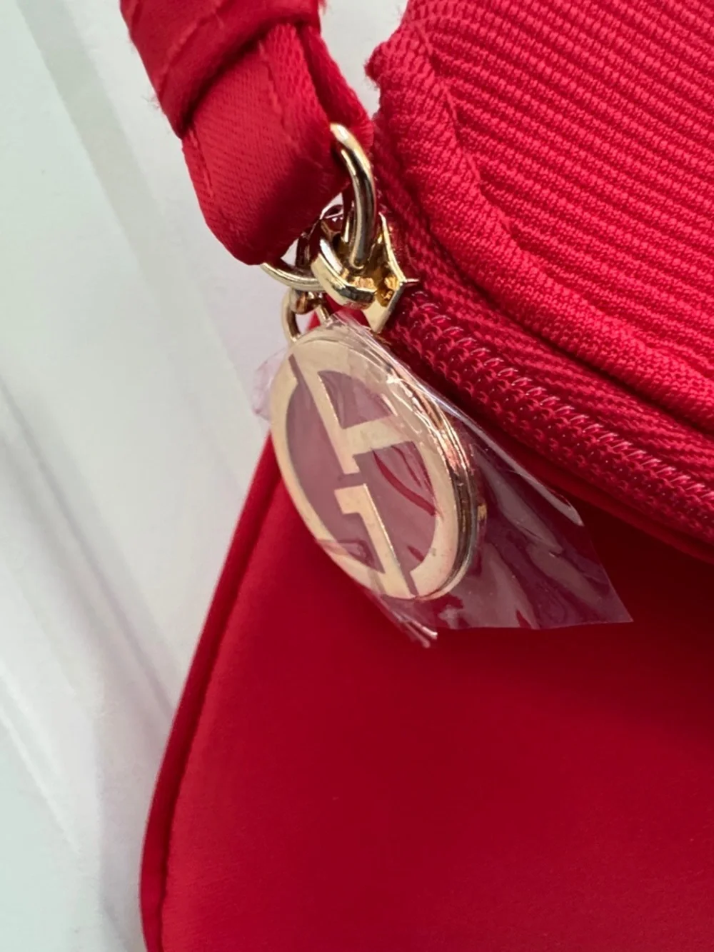 Giorgio Armani Red Wristlet Clutch with Gold Accent